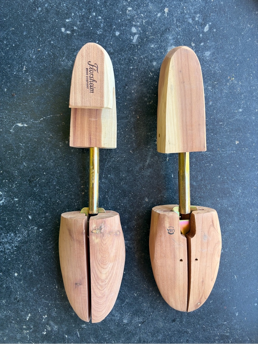 Florsheim Cedar Shoe Trees - Natural Brown color, brass hardware, for sz 11